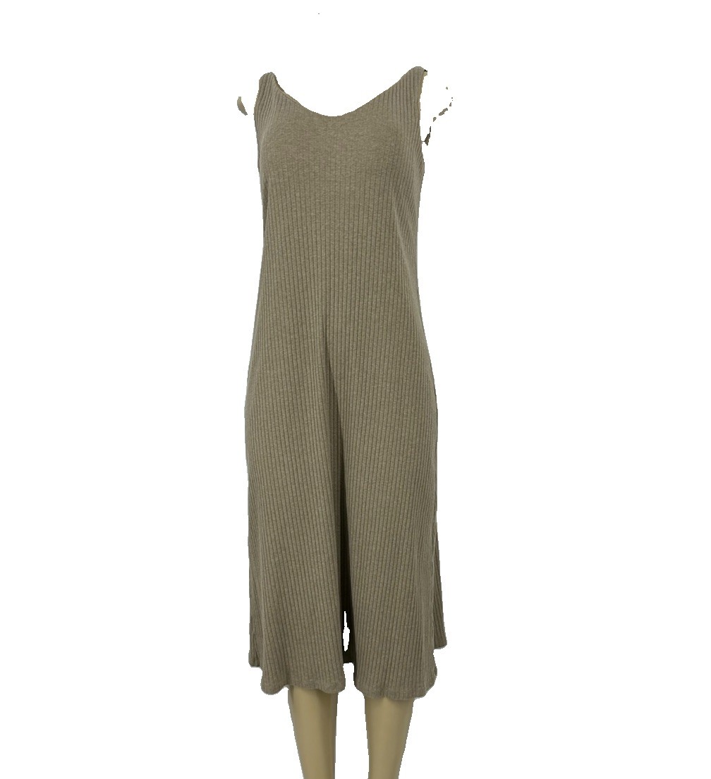 Uniqlo Medium Women Tank Top Ribbed Built in Bra Sleeveless Dress Midi 4-10