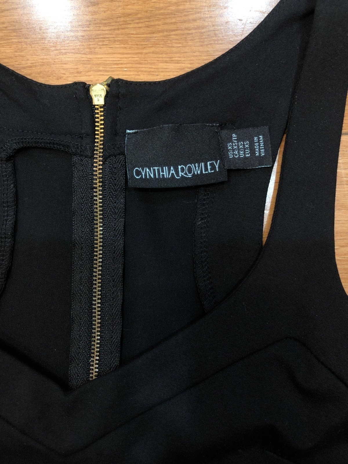 Cynthia Rowley Black Sleeveless Fit & Flare Dress With Gold Back Zipper Size XS