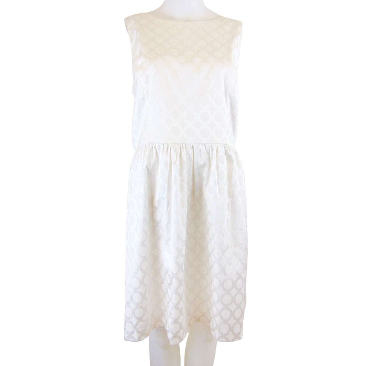 Kensie – Ivory Shiny Circle Pattern Open Back Dress – Size L (NEW)