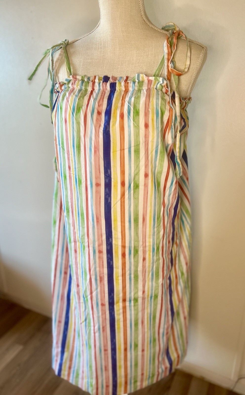Brooke Wright Designer Dress Size Large. Beachwear Vacation Tie Straps Striped