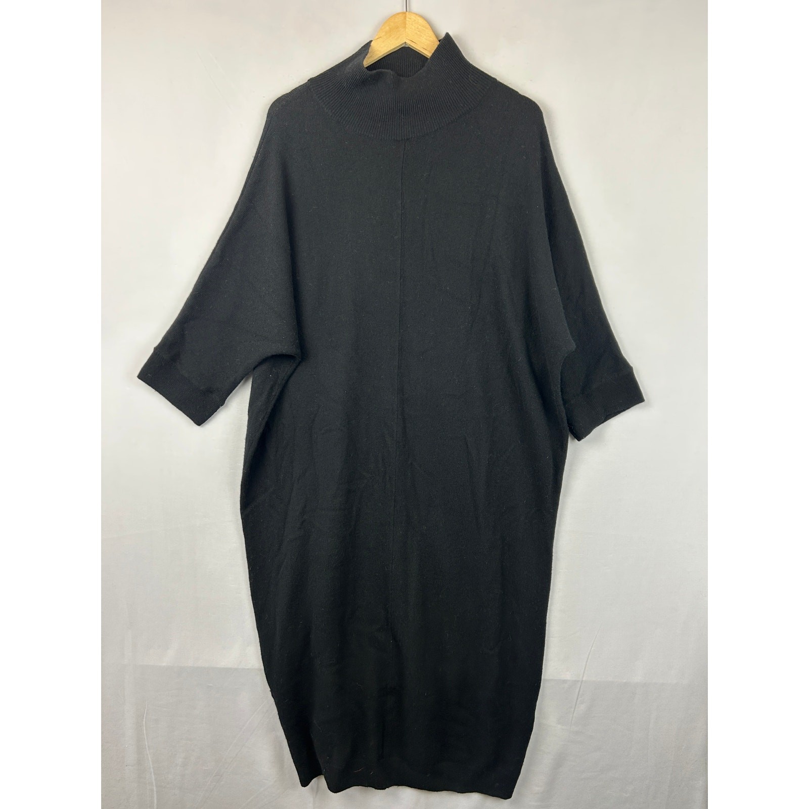 COS 100% Wool Mock Neck Maxi Dress Long Sleeve Black Women’s Size S