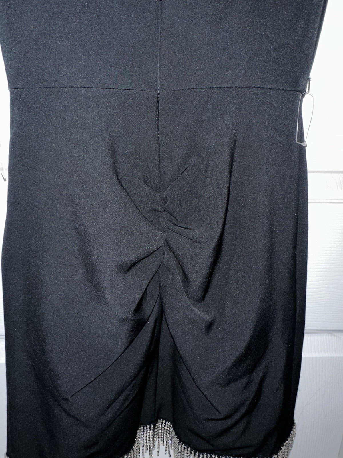 Colors Brand Black Strappy Cocktail Dress with Rhinestone Fringe Hem Size 4 NWT