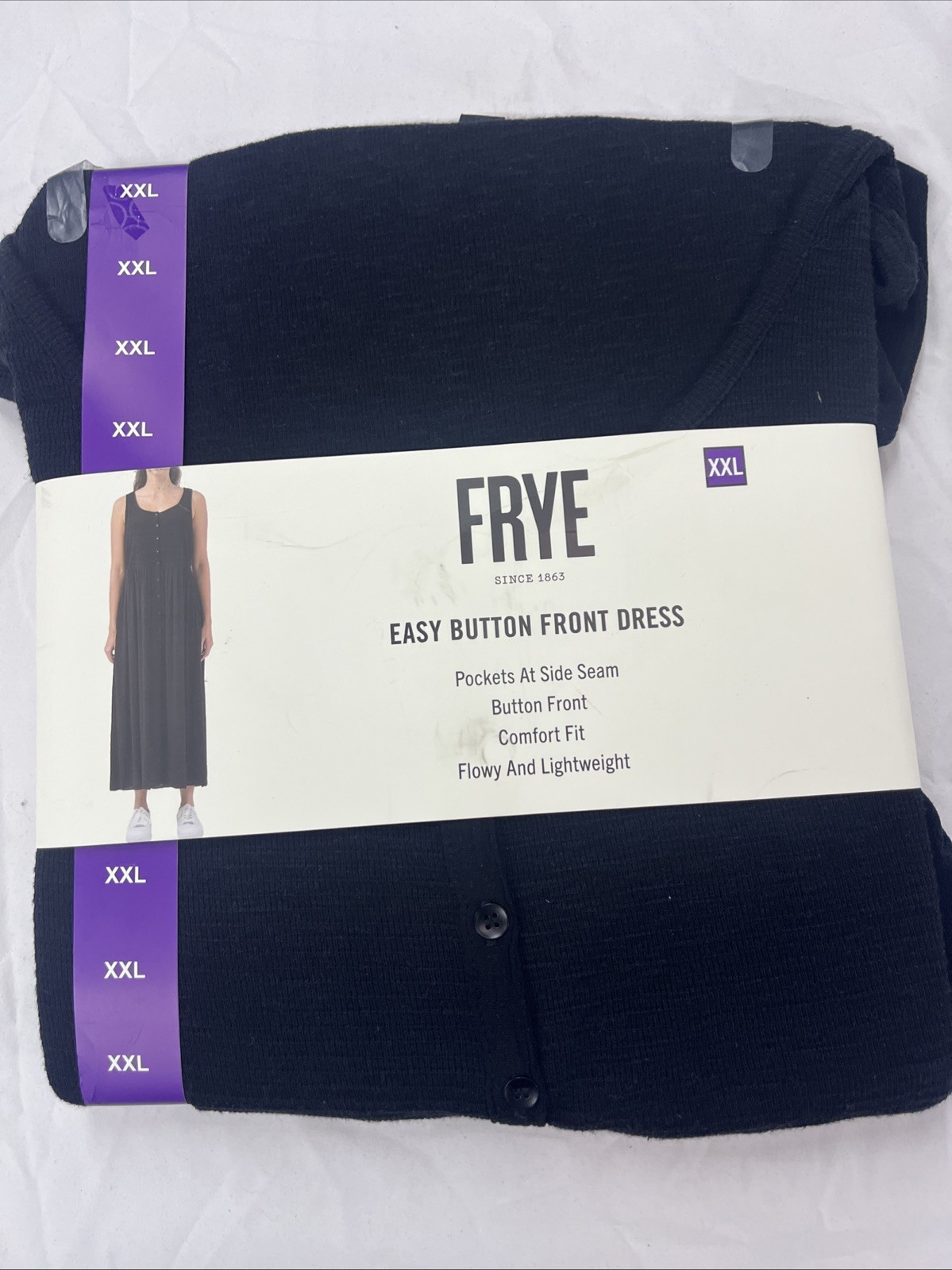 Frye Women’s Easy Button Front Side Pockets & Comfy Fit Dress Black Beauty XXL