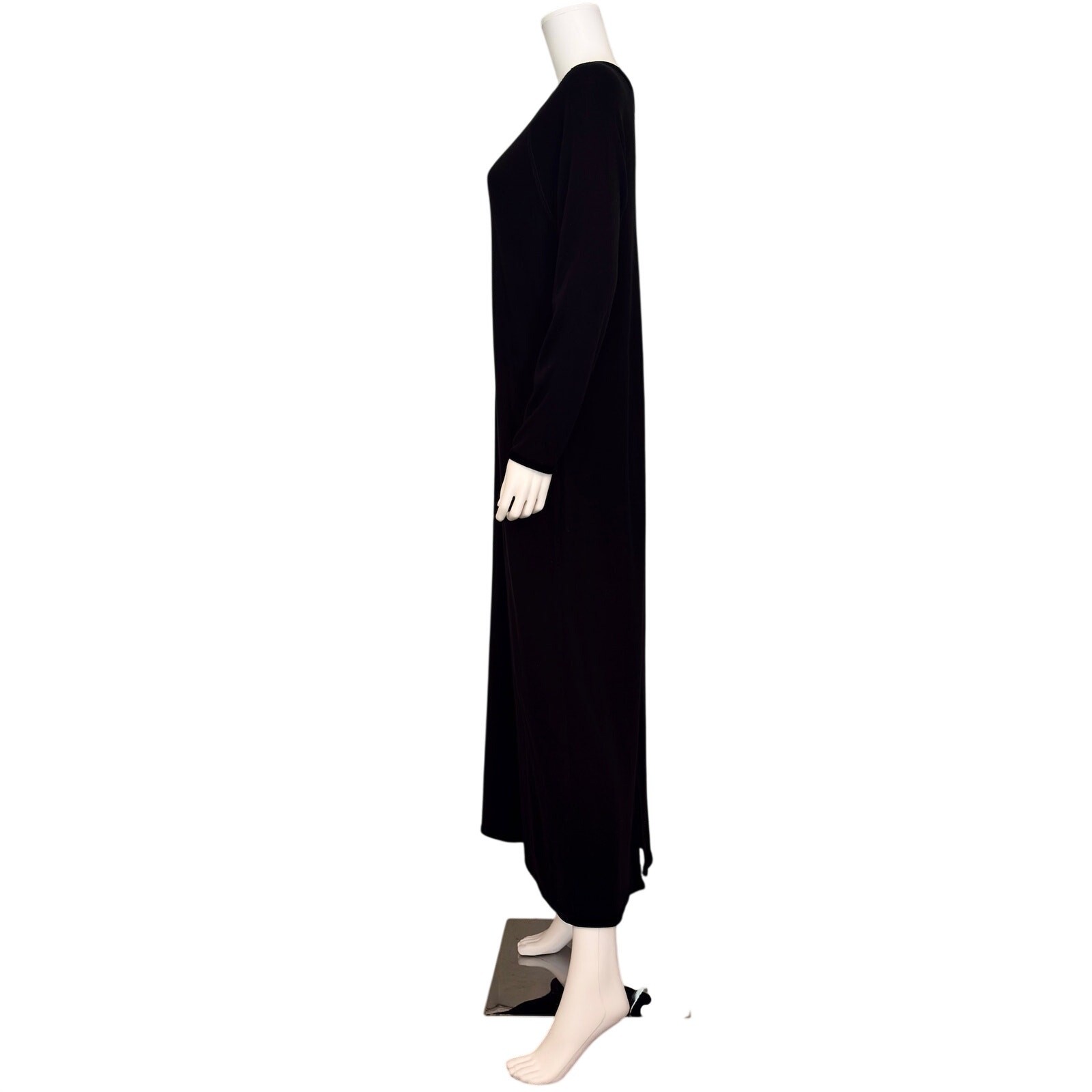 Black Minimalist Maxi Dress Soft Knit Raglan Sleeve Sweatshirt Size XL Oversized