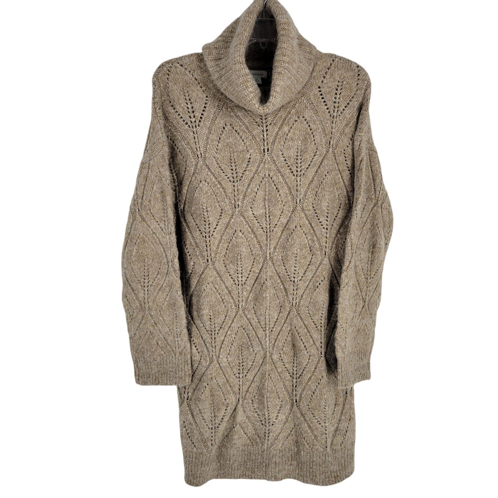 Sundance XS Sweater Dress Patterned Acrylic/Wool Blend Cozy Boho Light Brown