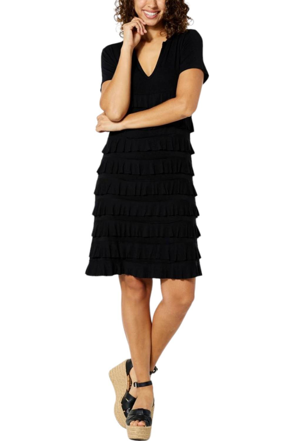 Colleen Lopez Empire Dress with Ruffle Tiers Black