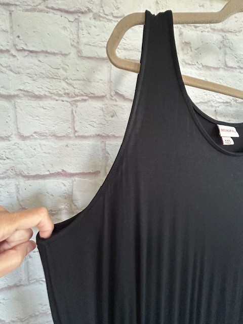 2X/3X New Jet Black Column Long Dress Maxi Stretchy Swingy Knit Sleeveless