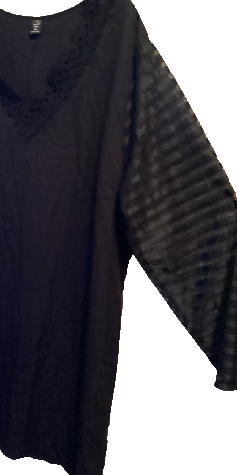 Womens 3X-4X BLACK Tunic Plus Pullover Dress Long Baby Doll Top Fancy Sheer Lace