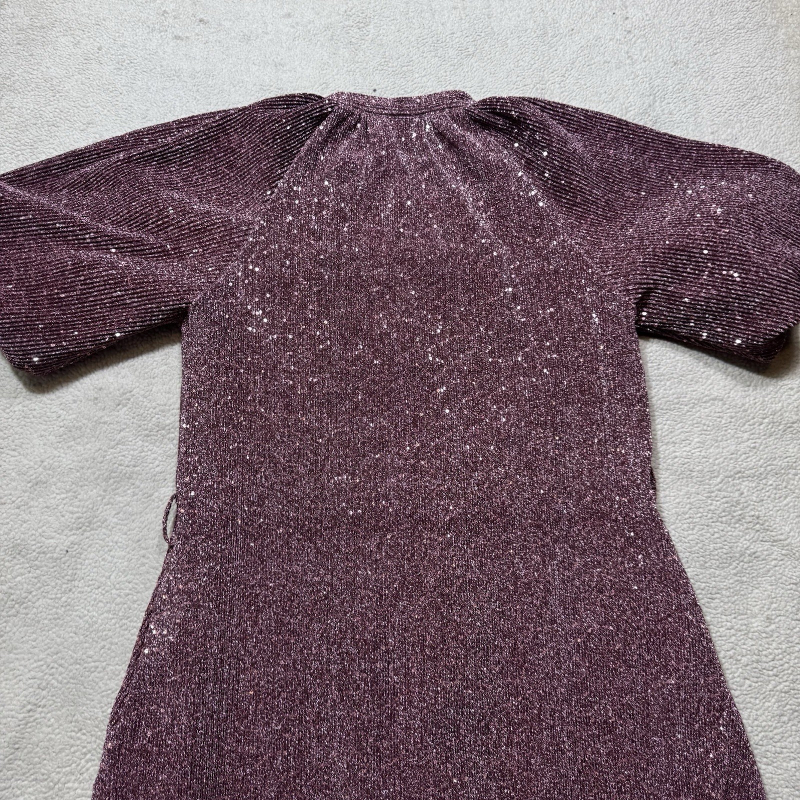 Ciebon Dress Womens Small Aniston Sequin Button-Up Metallic Pink Puff Sleeve