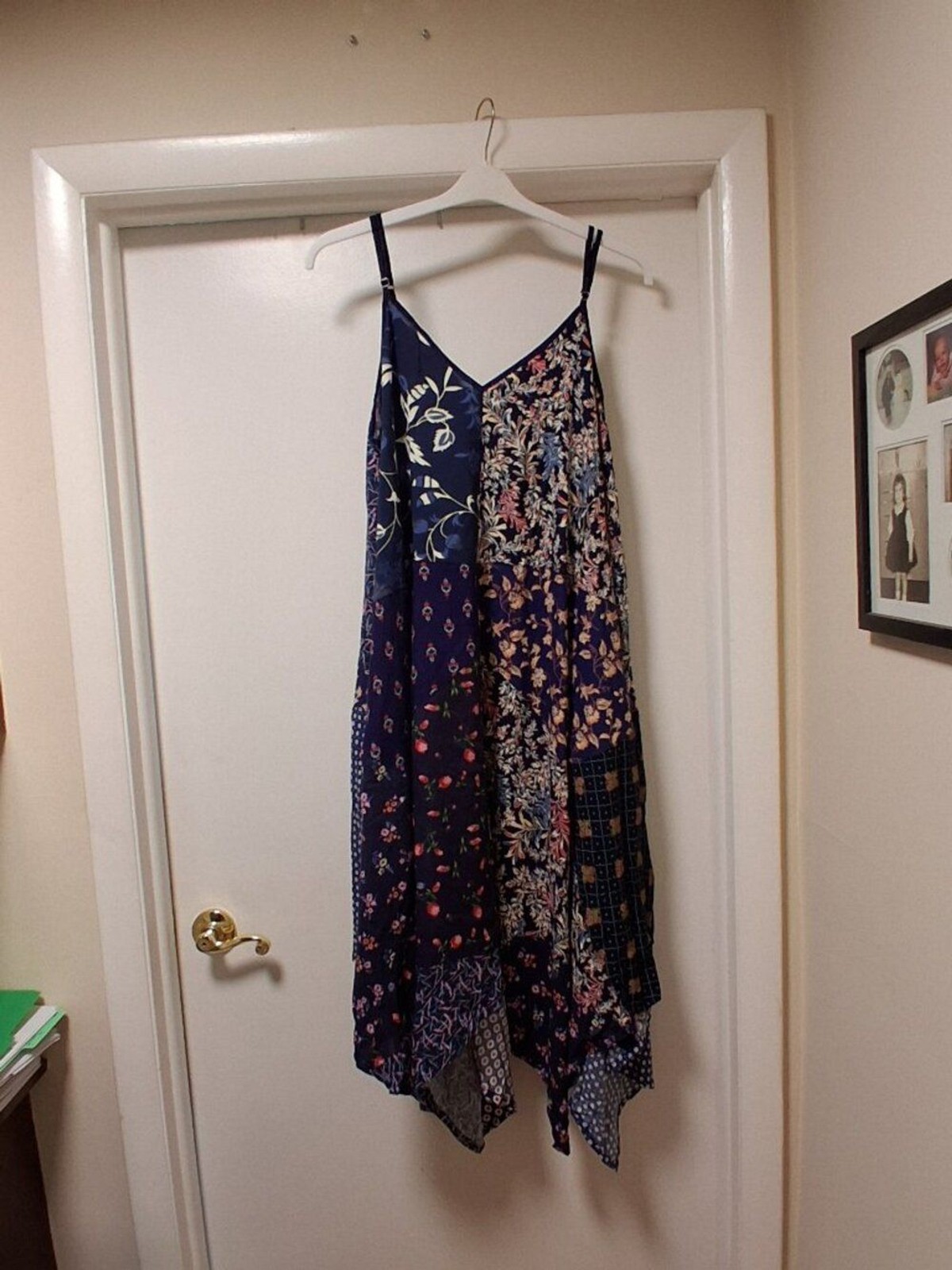 JADED gypsy Floral Patchwork Adjustable Straps Handkerchief Dress sz L/XL NWT