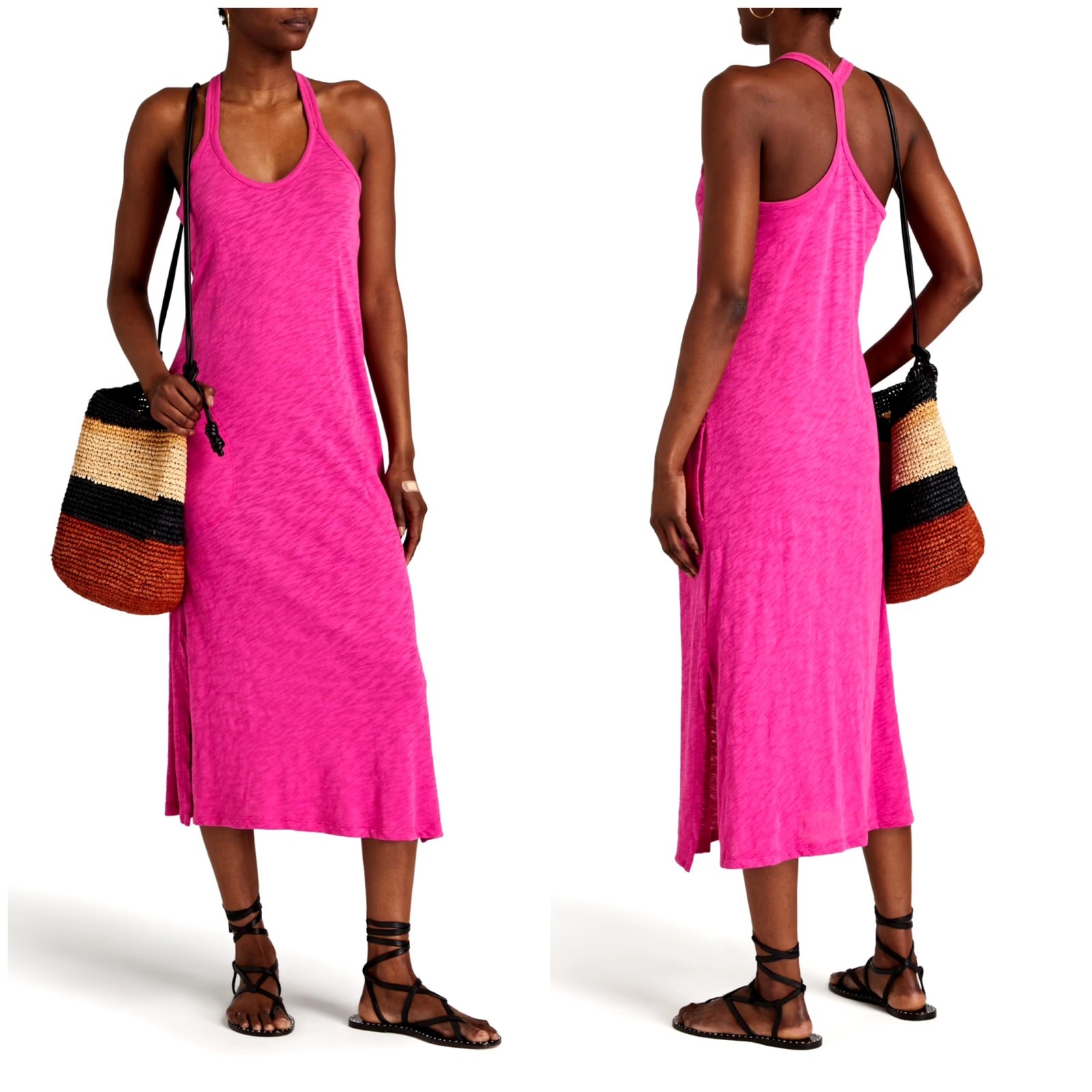 ATM Anthony Thomas Melillo NWT Slub Cotton Jersey Midi Dress Racerback Size XS