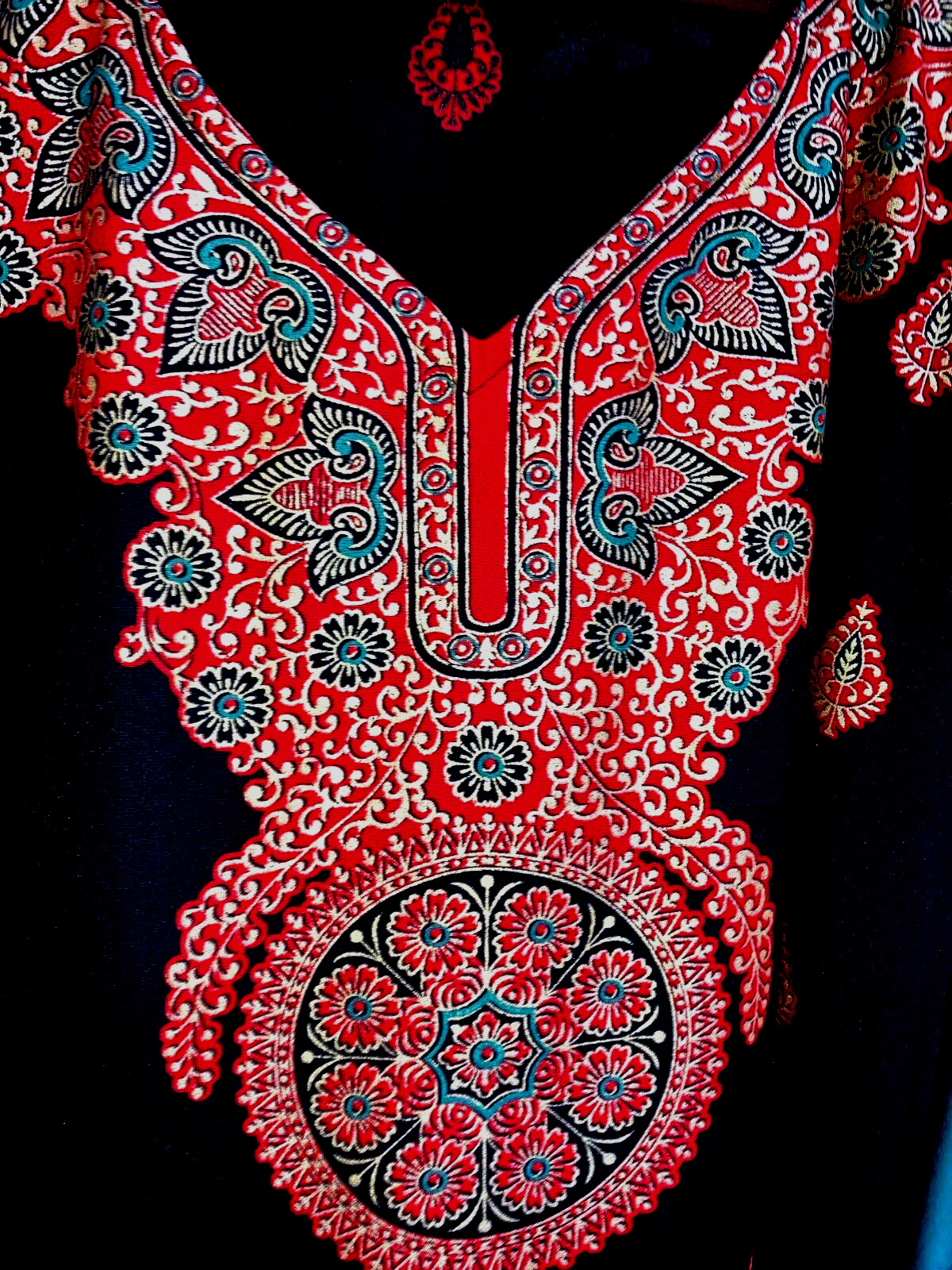 NEW NWT MUMU 2X 3X SANTE KAFTAN CAFTAN HOUSE DRESS BLACK RED &TEAL #HJ