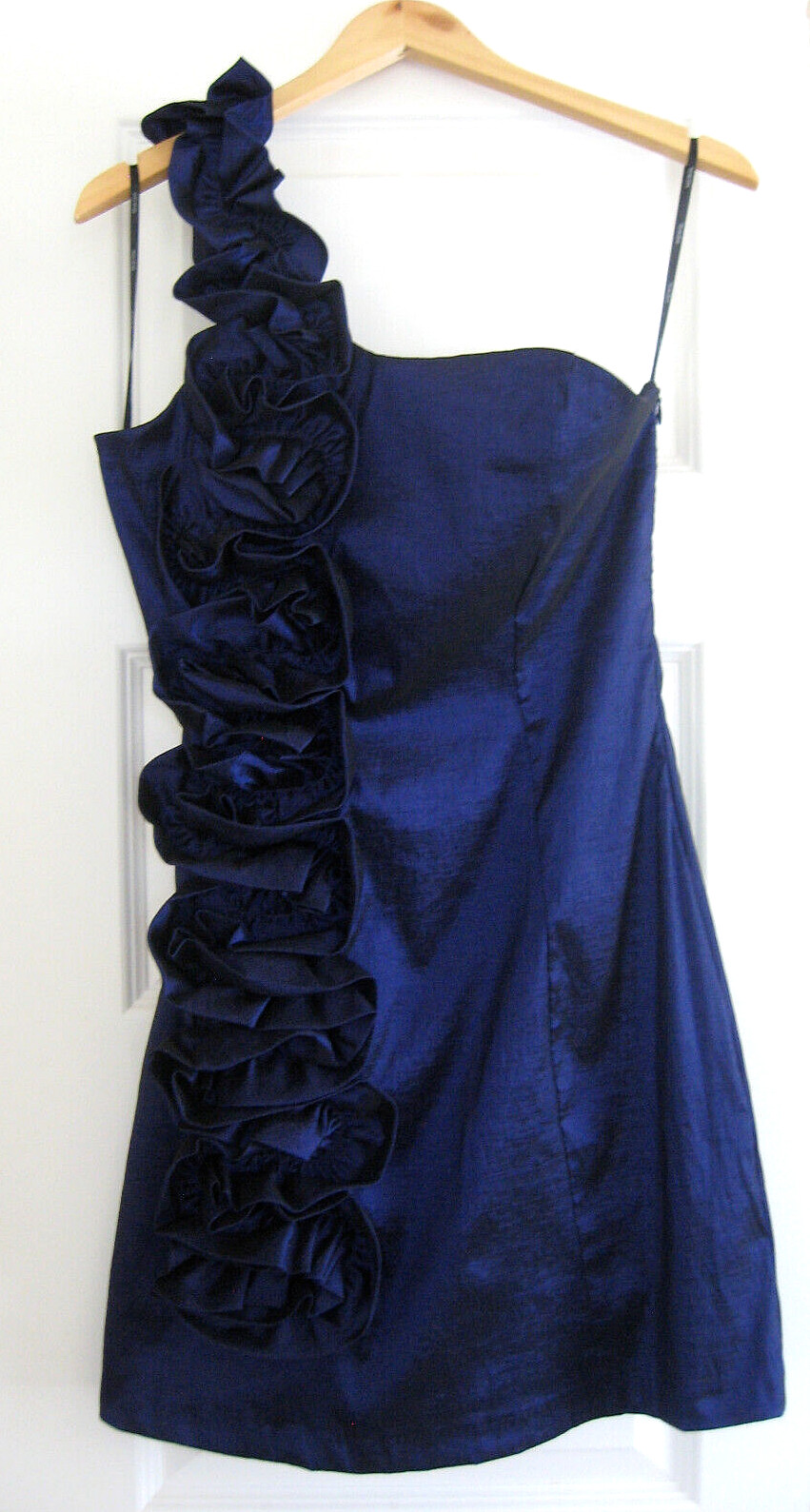 SNAP Blue Purple ONE SHOULDER MINI DRESS CLUB/PARTY/PROM/HOLIDAY Taffeta JR SZ L