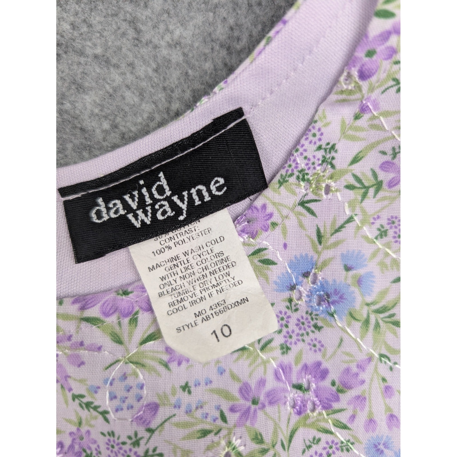 David Wayne Classic Vintage Look Purple Floral Sleeveless Sheath Dress Size 10