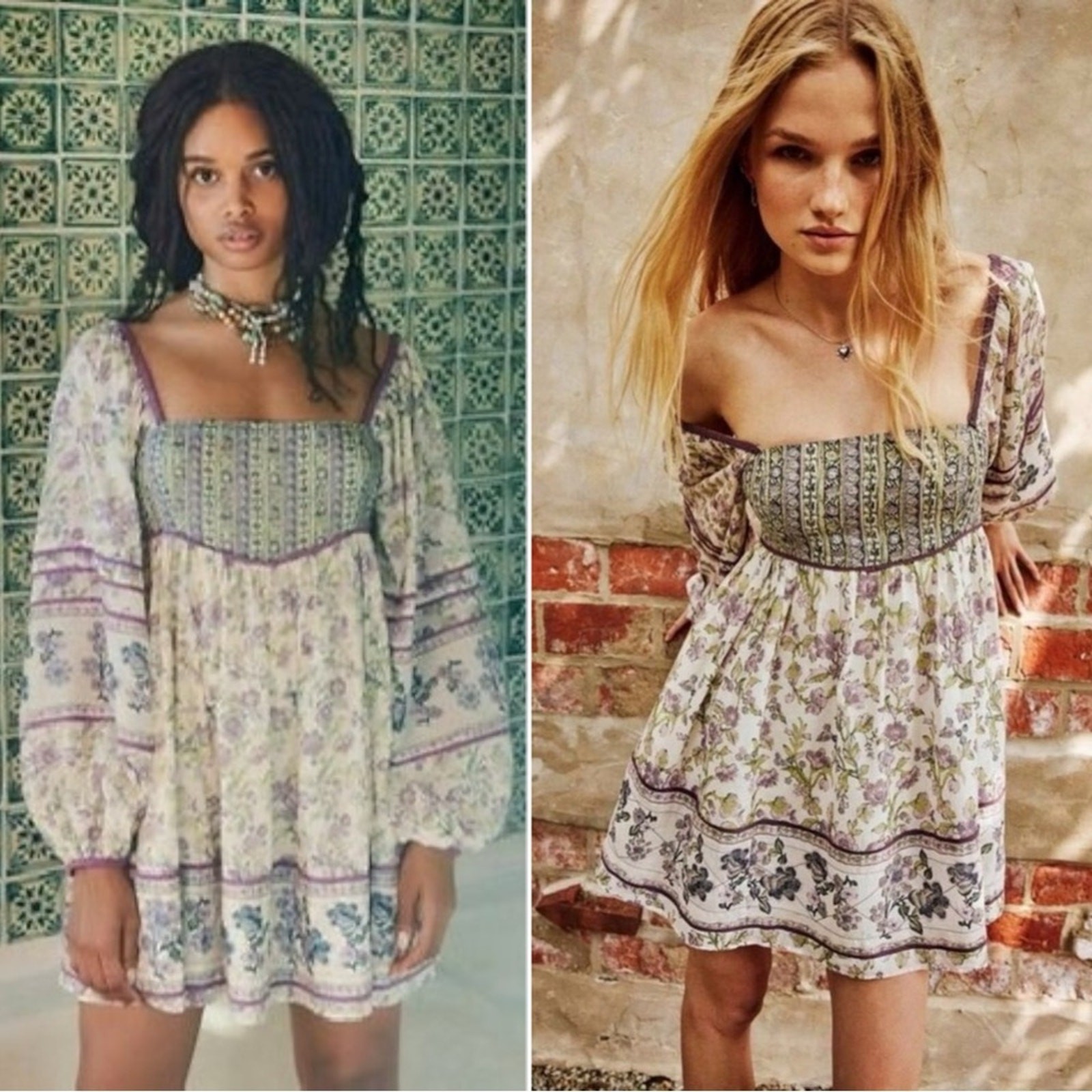 Free People Bohemian Retro 70s Endless Afternoon Floral Mini Dress Large