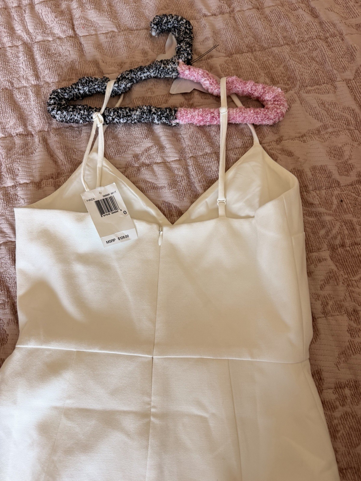 French Connection White Satin Wrap Mini Dress Sz 0 V-Neck Bow Zip Straps