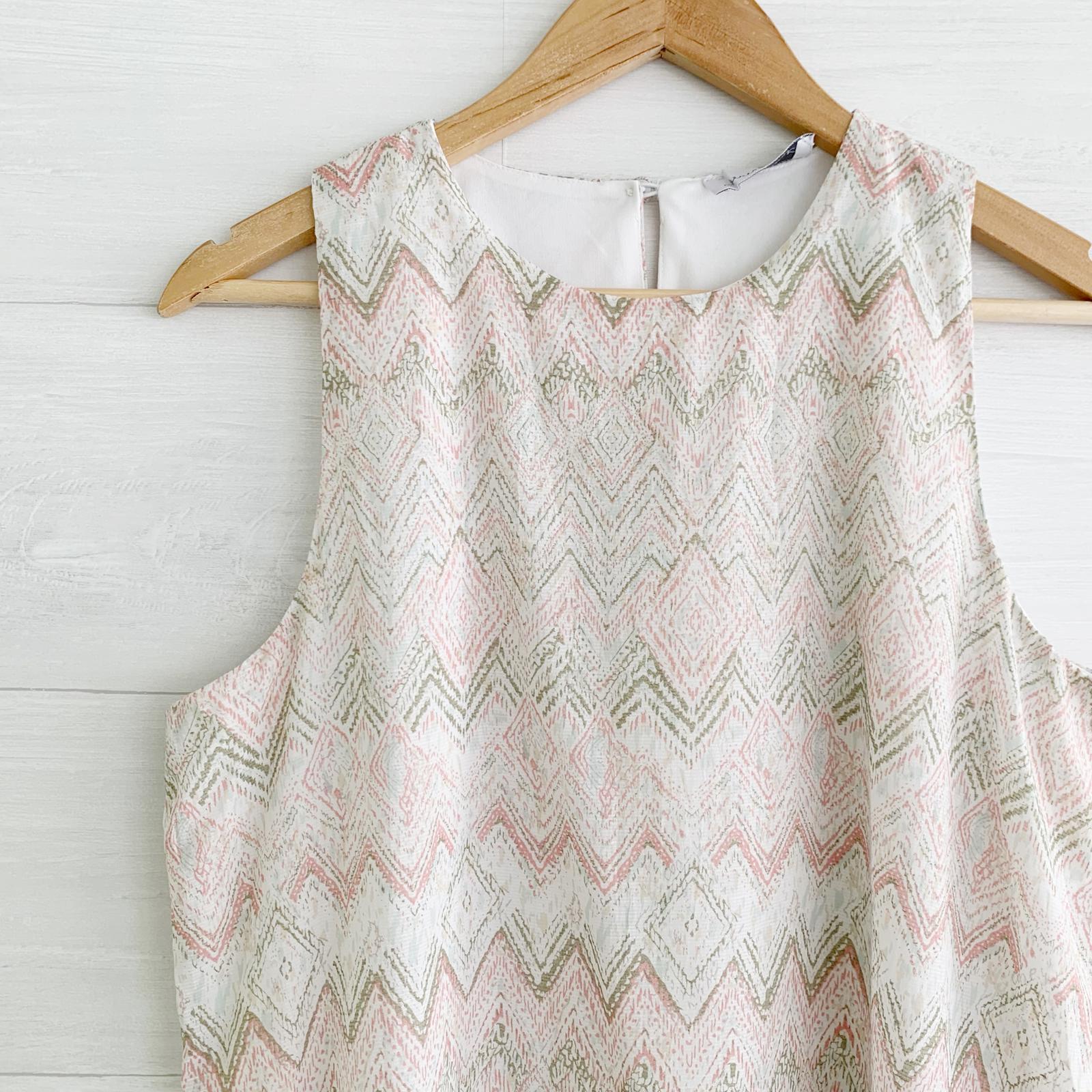 NWT Keren Hart – Pale beige pink chevron sleeveless A-line dress lined, L