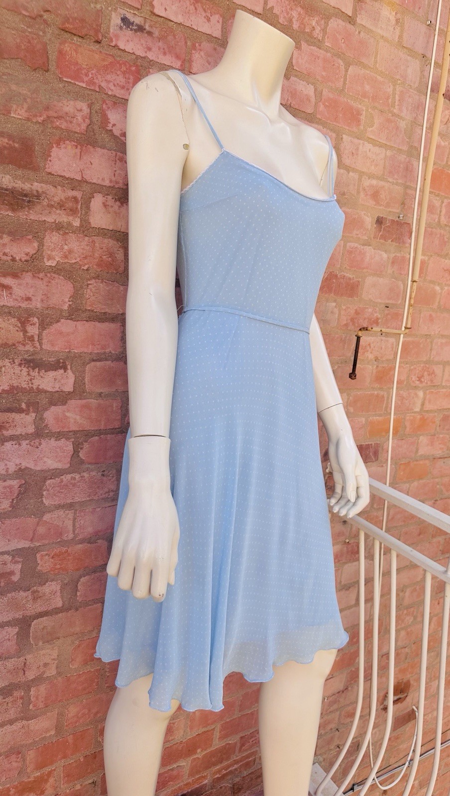 Vintage 2000s BluGirl Blumarine Blue Polka Dot Rayon Slip Dress I40 Y2K Gem💎