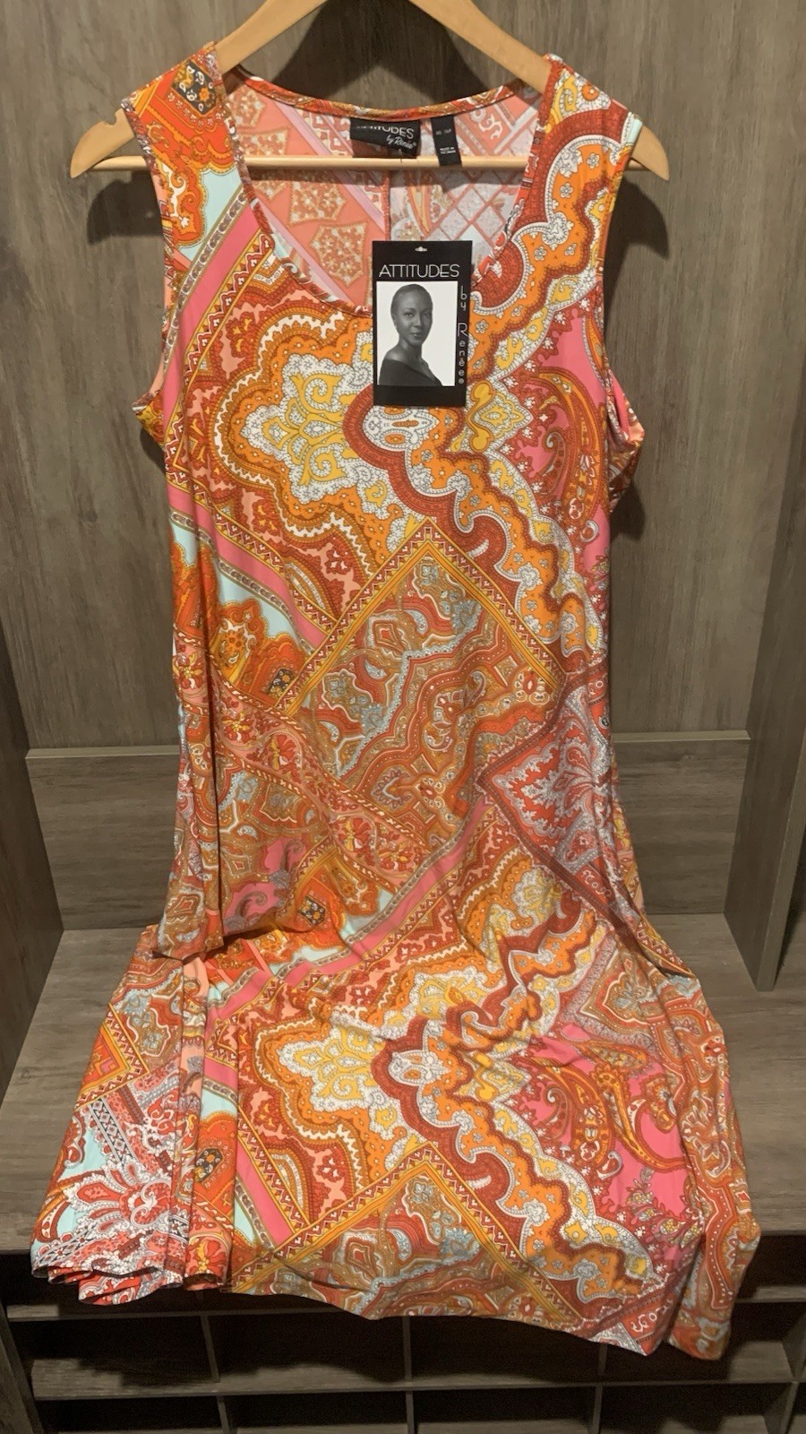 SIZE XLP Attitudes by Renee® NEW Multi Paisley Sleeveless Tank Maxi Dress