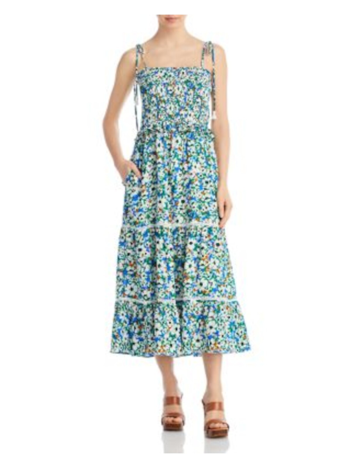 LOST + WANDER Womens Green Bodice Pullover Spaghetti Strap Midi Dress XS