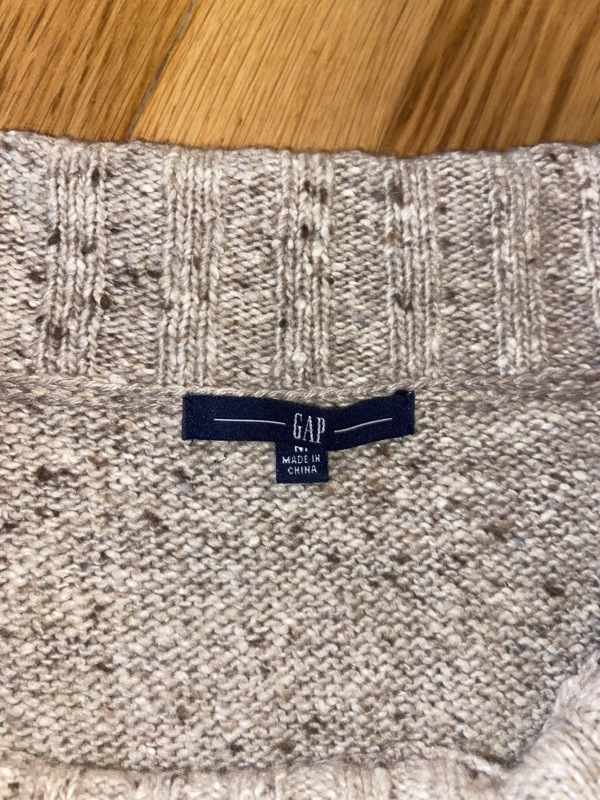 GAP Beige Solid Off Shoulder Ribbed Knit Sweater Dress Long Sleeve Size S