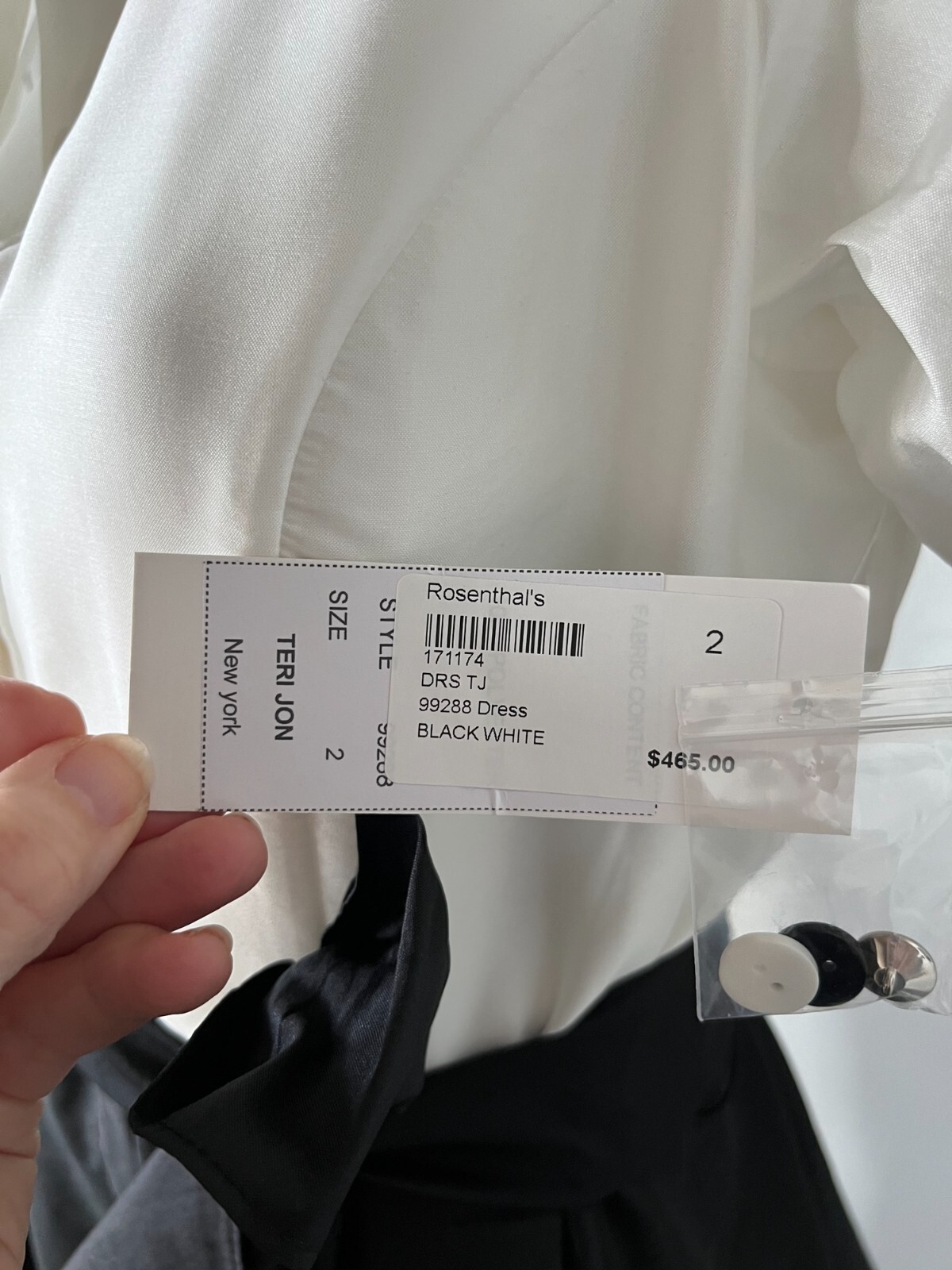 Teri Jon Colorblock Taffeta Shirtdress Size 2 White Black