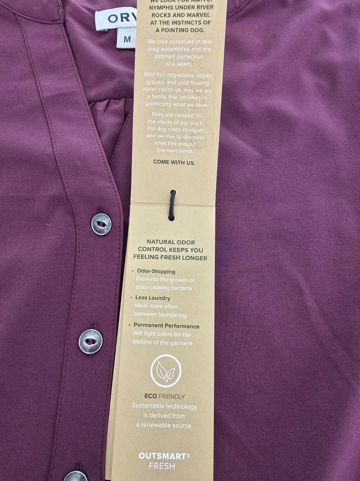 Orvis Pack & Go UPF 50 Drawstring Roll Tab Slv Dress M Stretch Travel Wicking