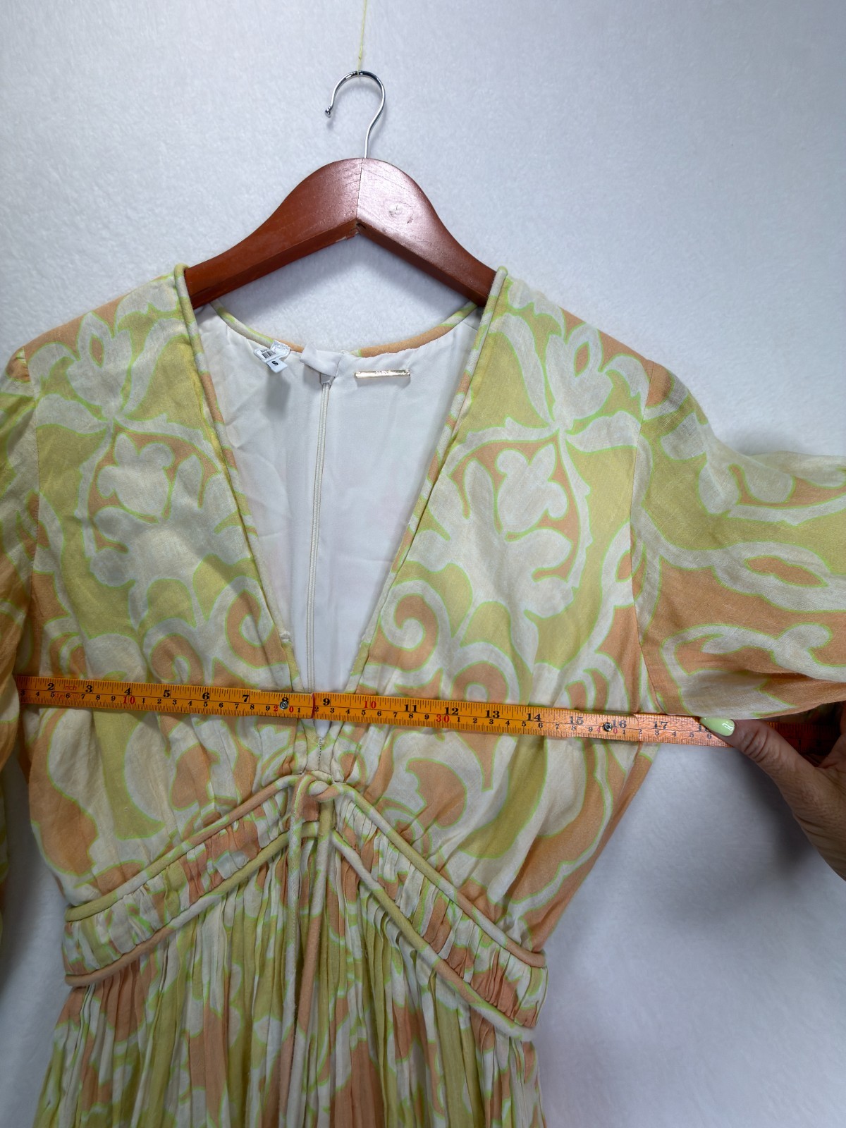 ALEXIS Capri Short Mini Dress Yellow Abstract Print 3/4 Sleeve, Size S
