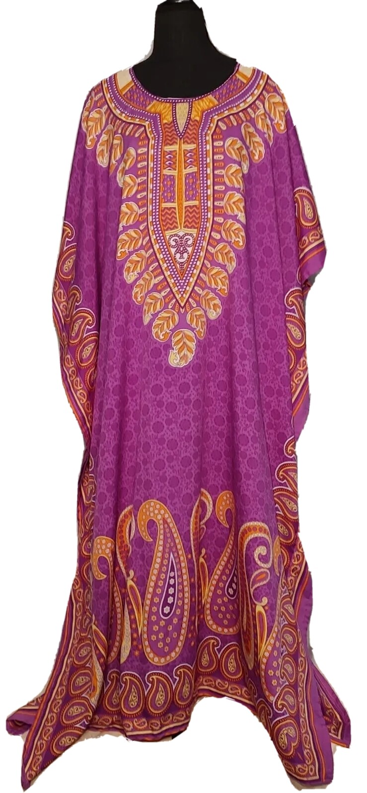 Gypsie Blu Women’s Purple Paisley Kaftan Cover Up Boho Long Maxi Dress – One Sz