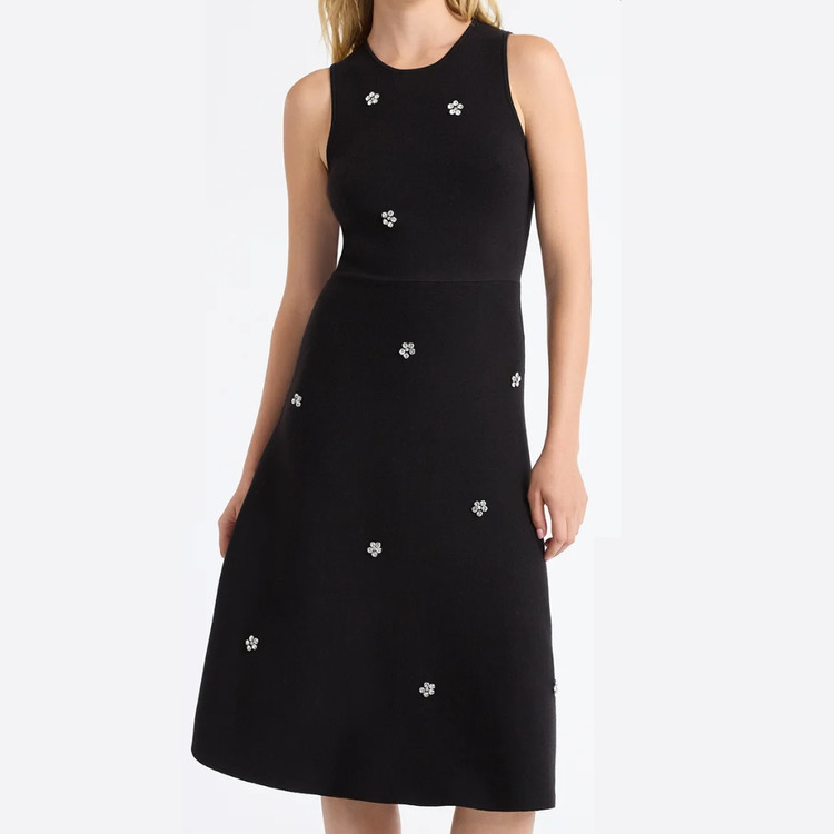NWT Free Assembly Women’s Black Beaded Sleeveless Midi Sweater Dress Size M 8-10