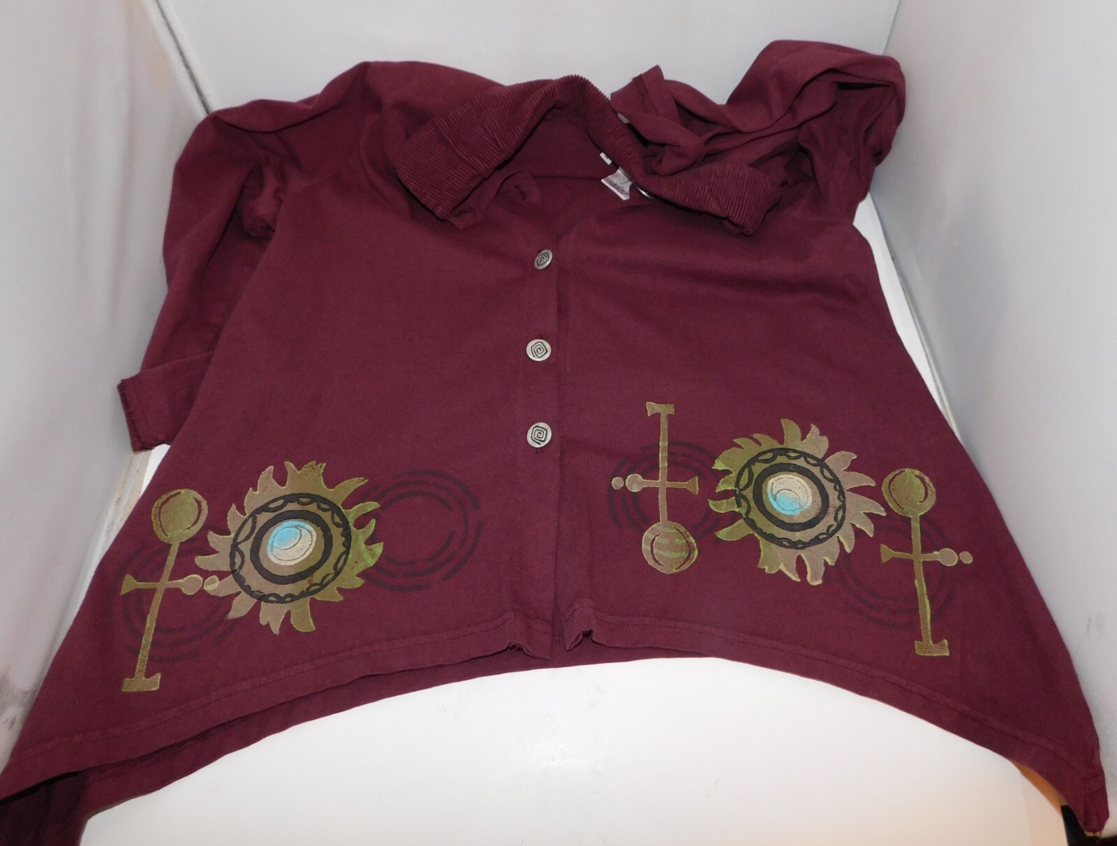 New Age Dress & Jacket Hand painted Sun & Egyptian Ankh sz S Boho