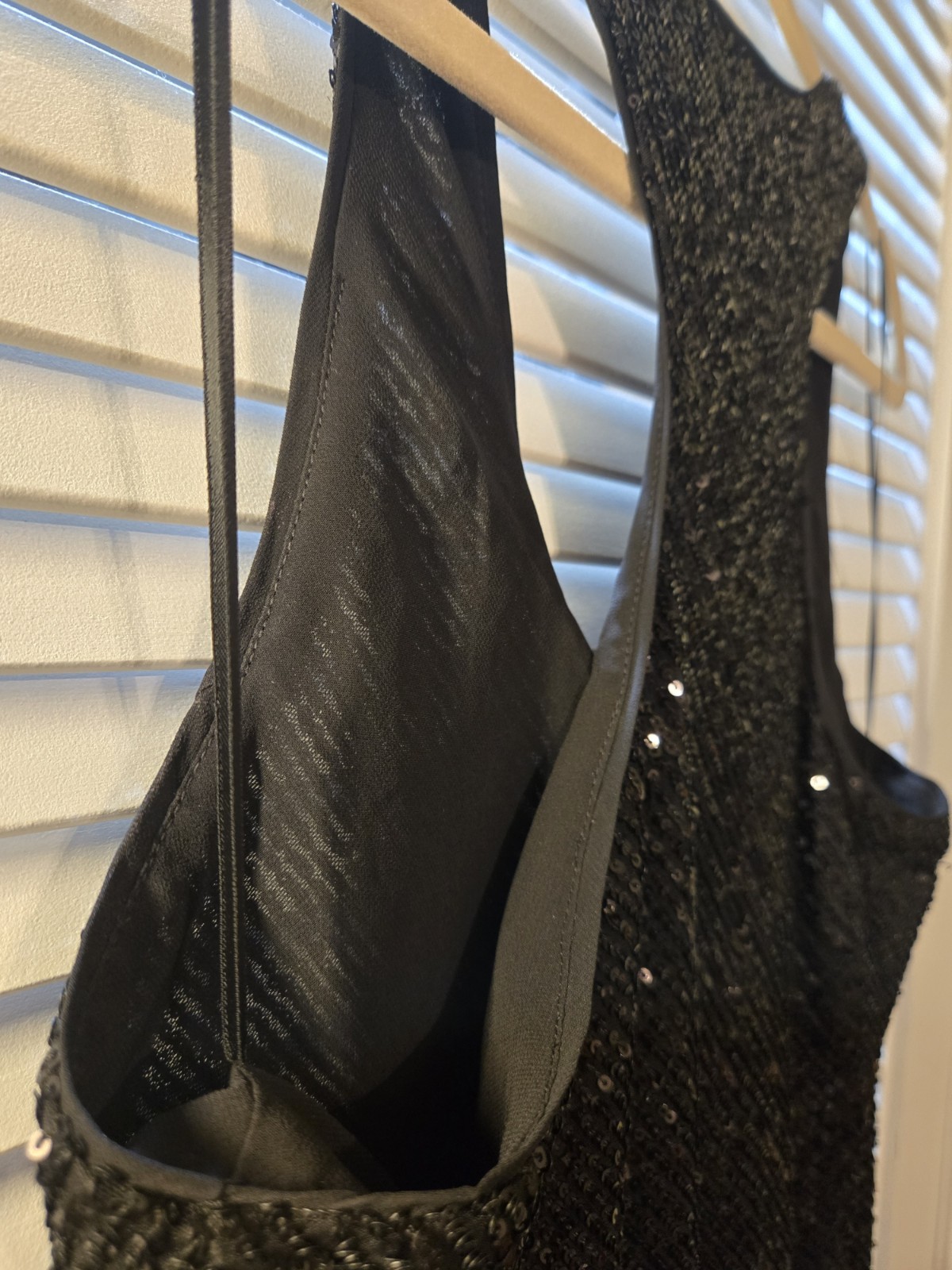 Banana Republic S Tall Black Sequence Sequin Tank Dress Fitted Silouette