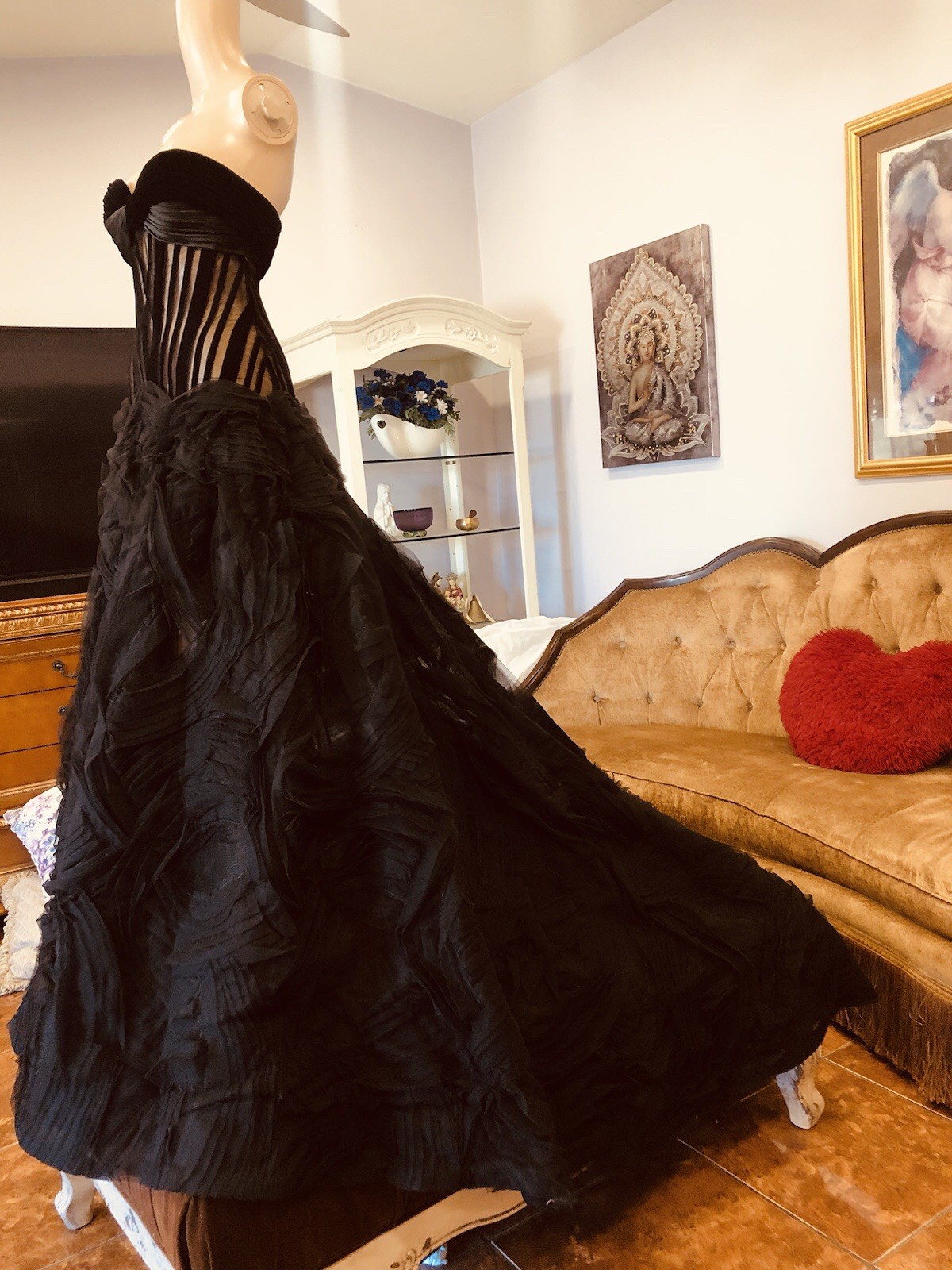 George’s chakra RUNWAY Sheer black Corset Gown Size XS Stunning!