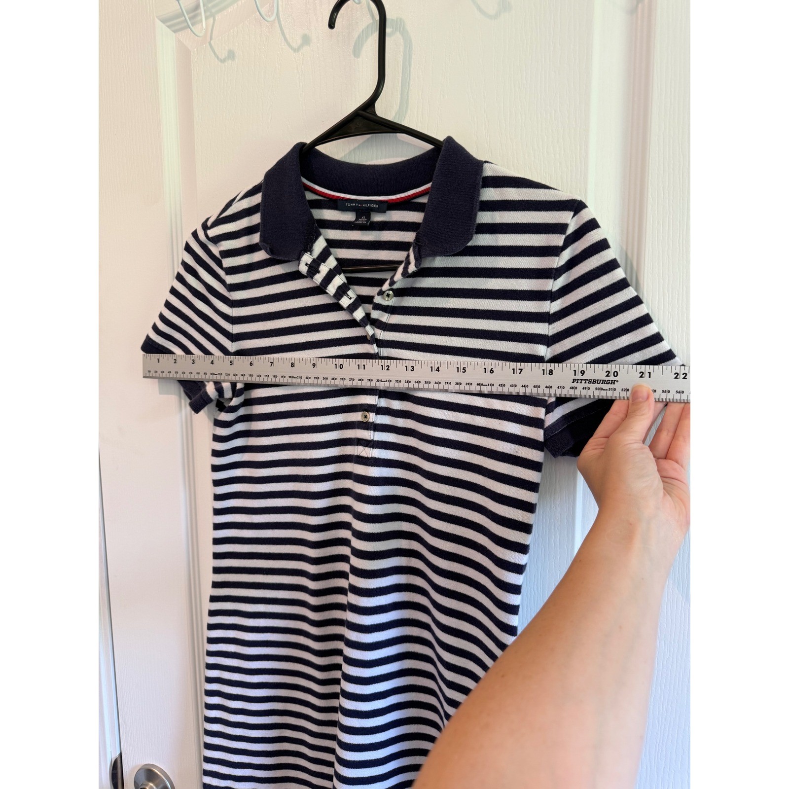 Y2K Tommy Hilfiger Navy White Stripe Polo Dress XS Tennis Coastal Preppy