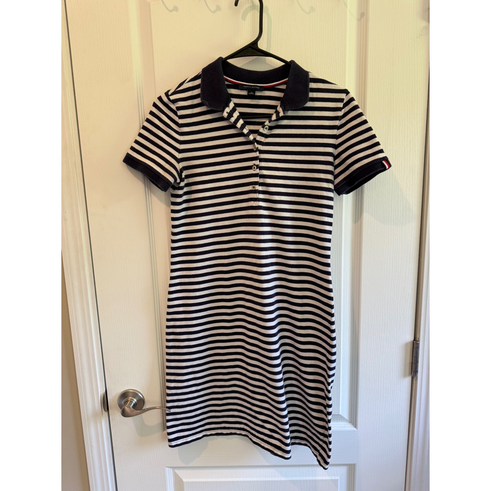 Y2K Tommy Hilfiger Navy White Stripe Polo Dress XS Tennis Coastal Preppy