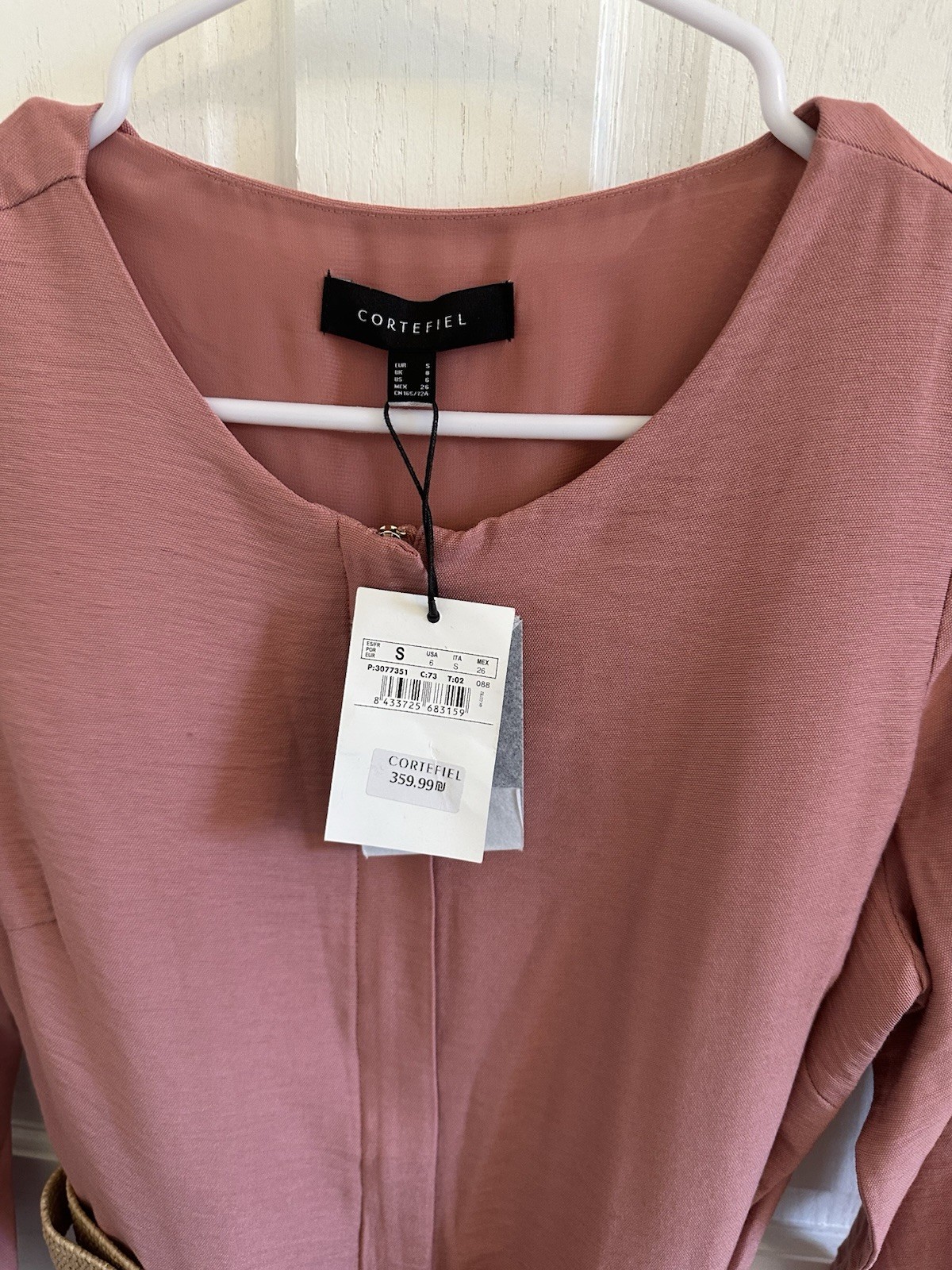 Cortefiel Rose Pink Jumpsuit with Gold Belt – Size Small – NWT