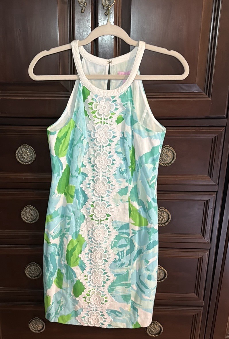Lilly Pulitzer poolside Blue First Impression Pearl Dress Size 4