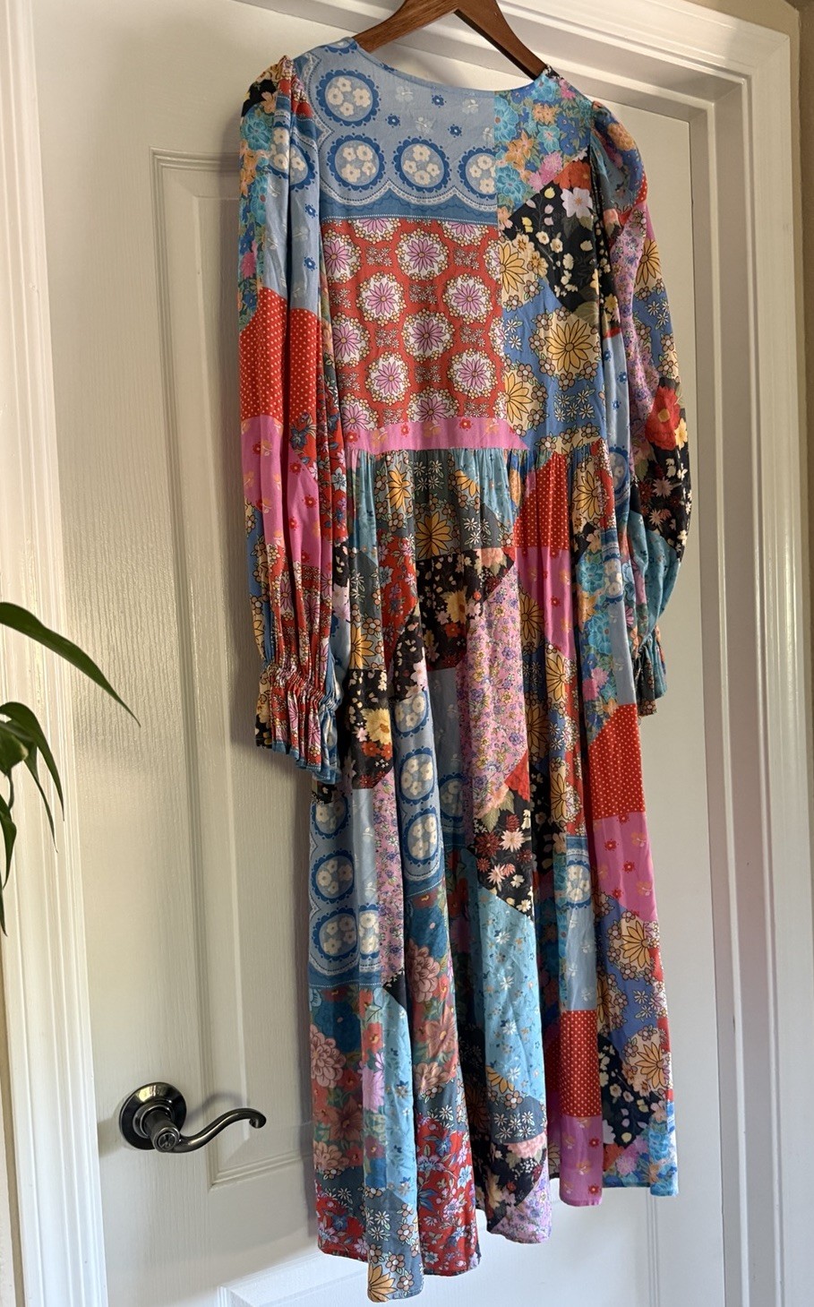SPELL & THE GYPSY Cha Cha Patchwork Midi Dress Boho size M Jewel Colorway