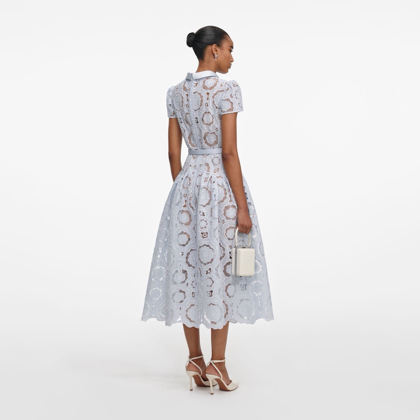 Self portrait BLUE FLORAL LACE MIDI DRESS $735 NWT Size US 10 UK 14