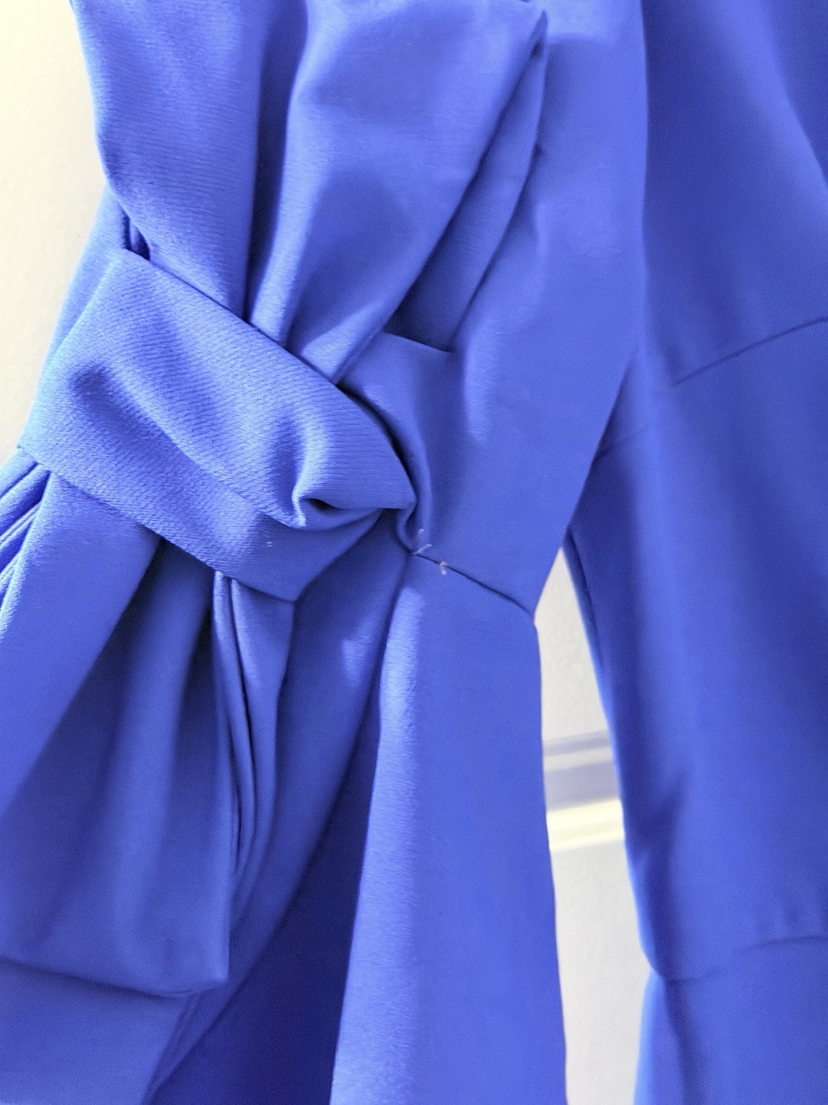Antonio Melani Blue Solid Long Jumpsuit Bow Accent Zip Closure Size 6