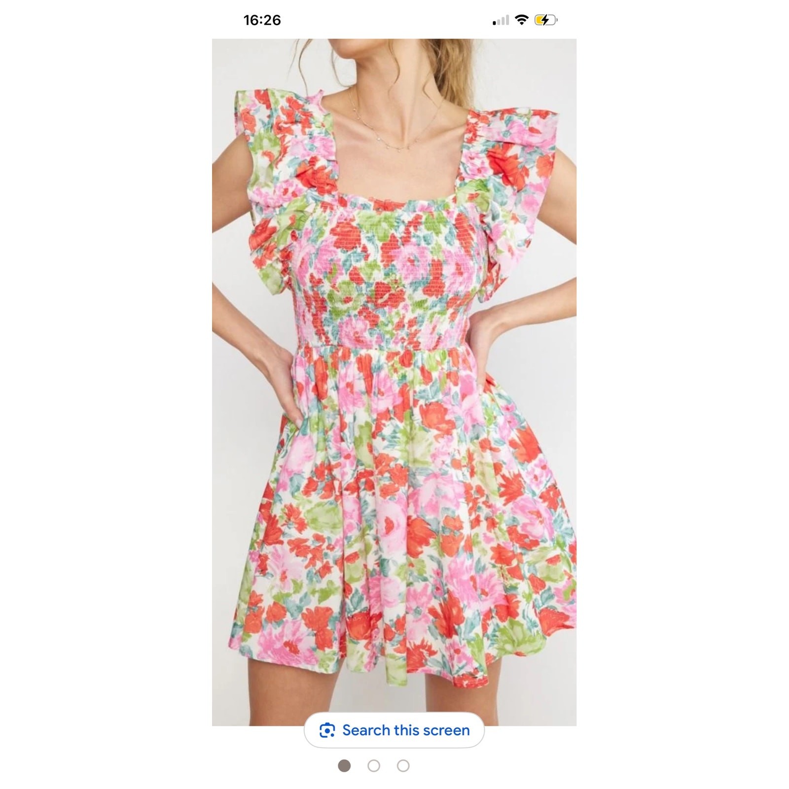 Entro Floral Smocked Mini Lined Dress w/ Pockets Size Small