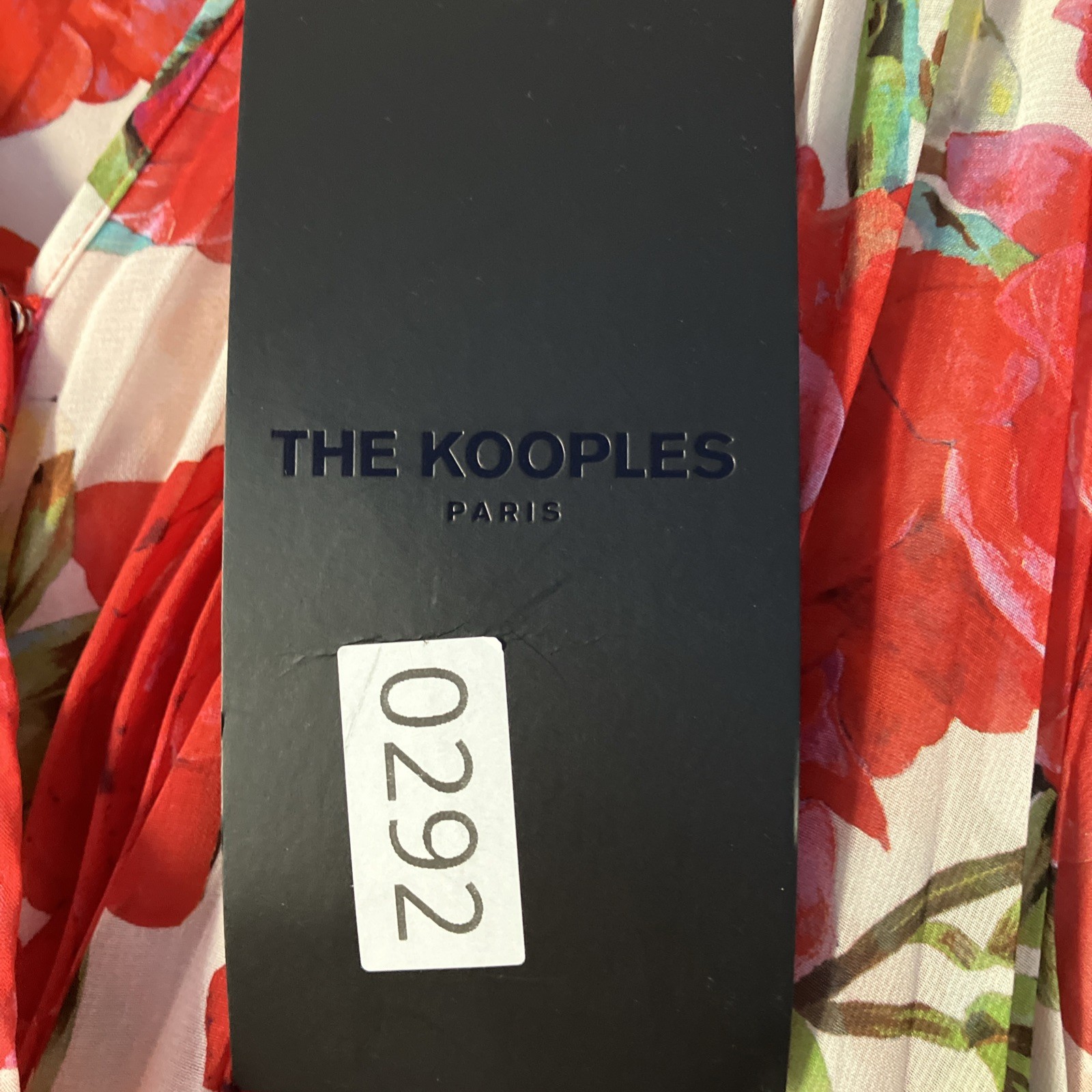NWT The Kooples Red Floral Roses Pleated Midi Dress Handkerchief Hem Sz 2 PRETTY