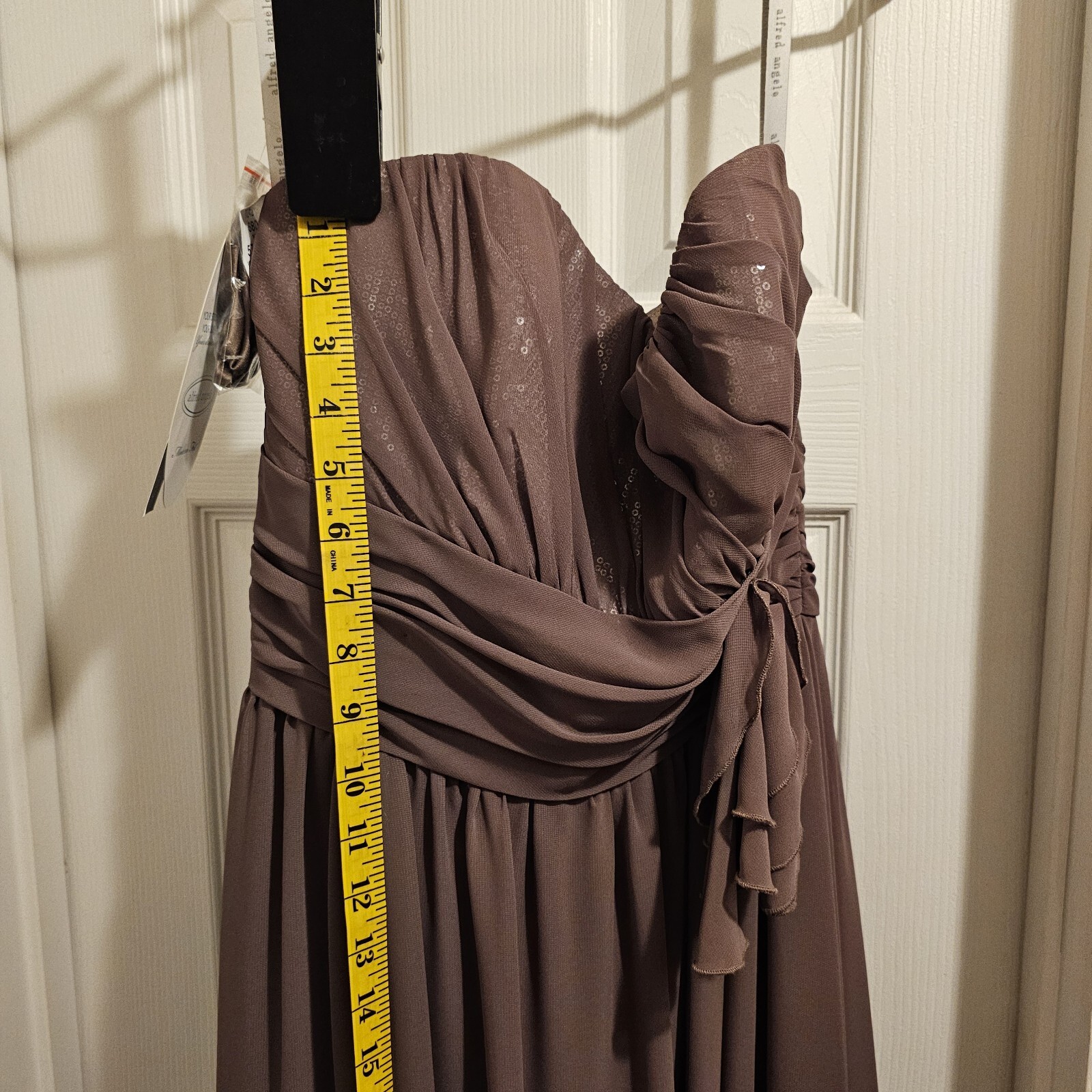 NEW Alfred Angelo Size 10 Evening Dress Formal Gown Bridesmaid Strapless Mocha