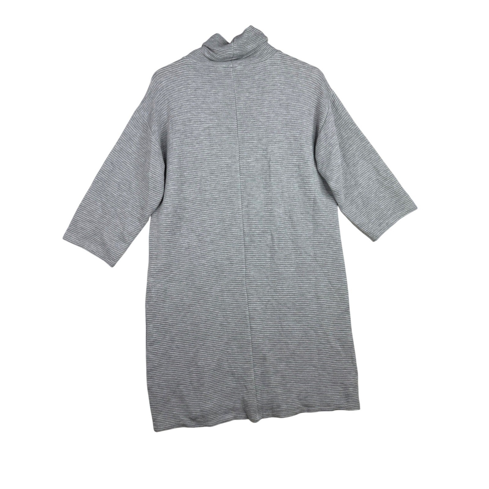 LOFT Ribbed Mock Neck 3/4 Sleeve Dress size Medium Gray