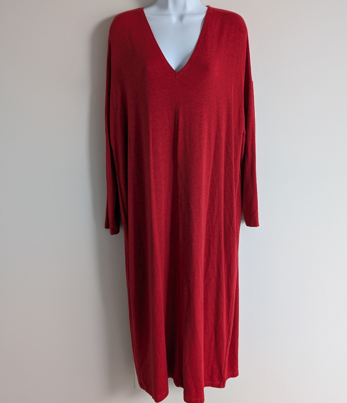 Bryn Walker Midi Dress Womens Medium Relaxed Fit Lagenlook Red Jersey Stretch