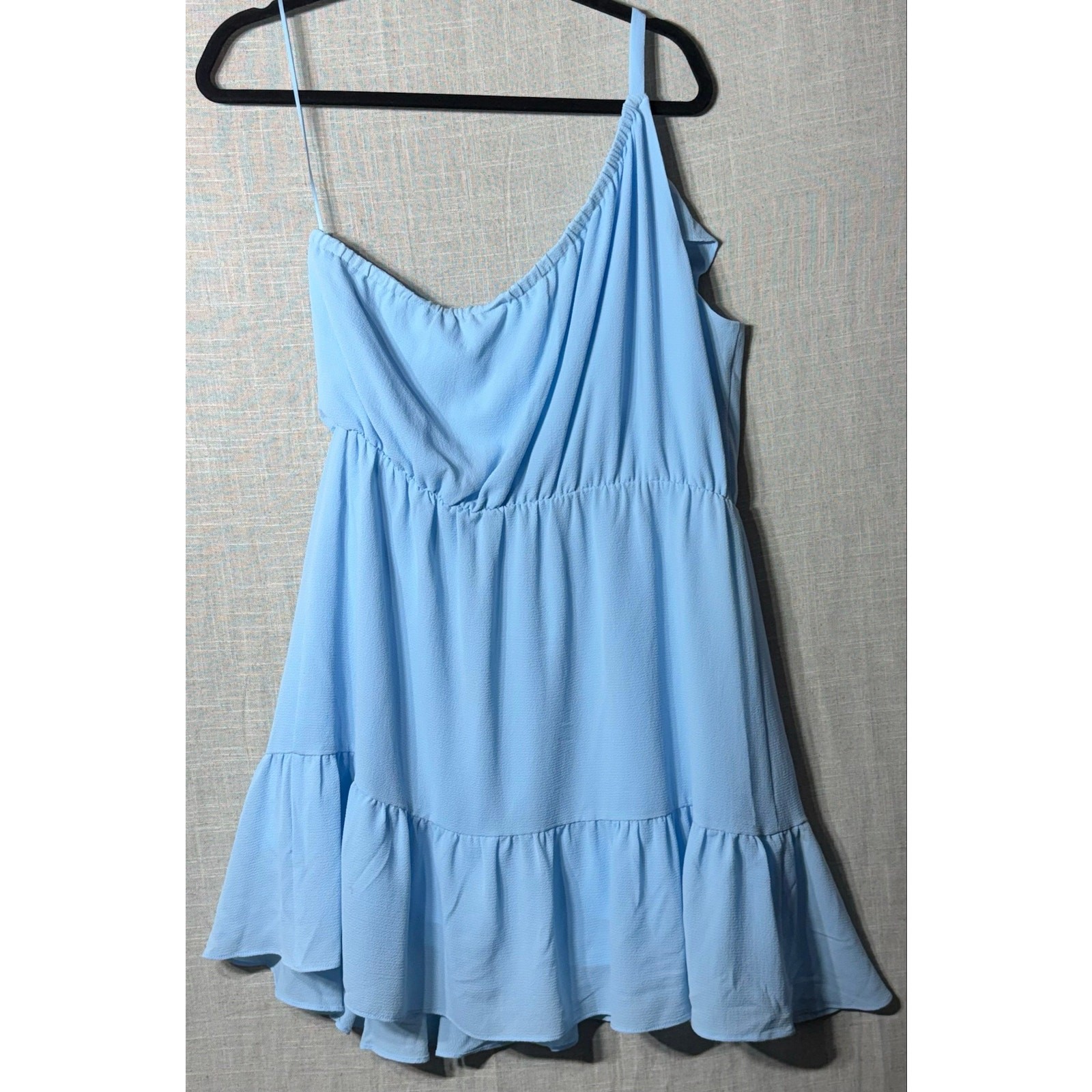 Kaari Blue Asymmetrical One Shoulder Ruffle Dress Summit Blue Size PXL