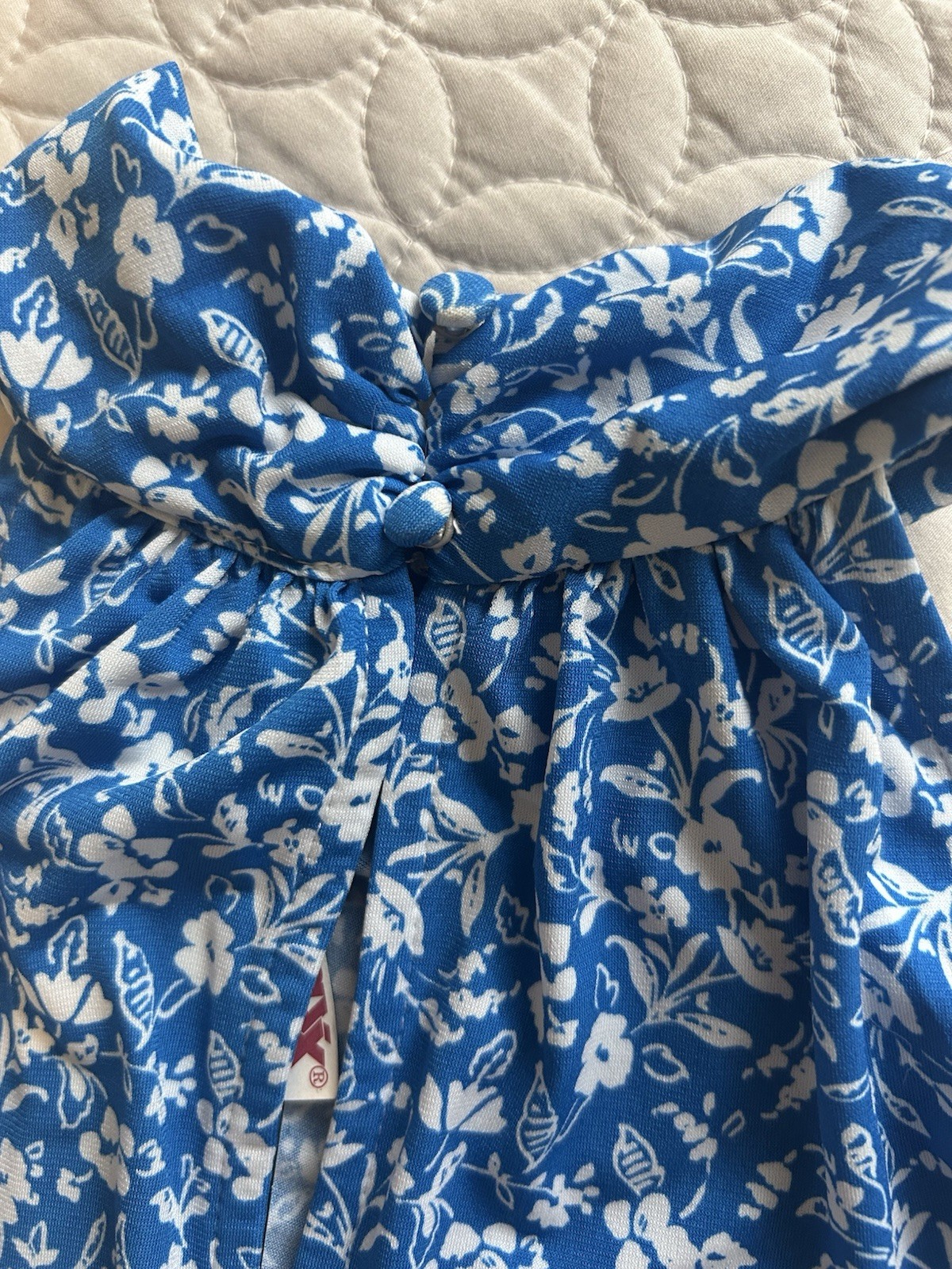 MSK Blue & White Floral Patterned Halter Neckline Dress Sz S NWT