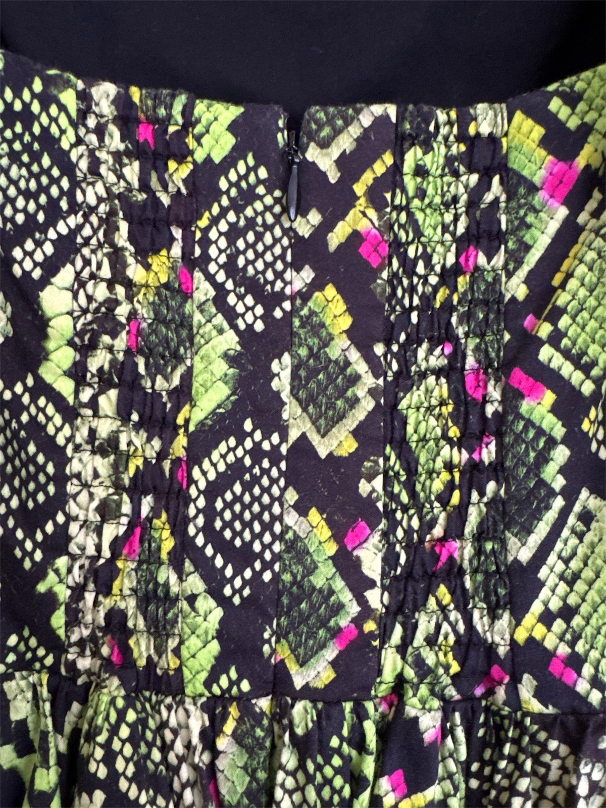 AJE Serpentine Corset Mini Dress Size 12 Green Snake Python Print Puff Sleeve