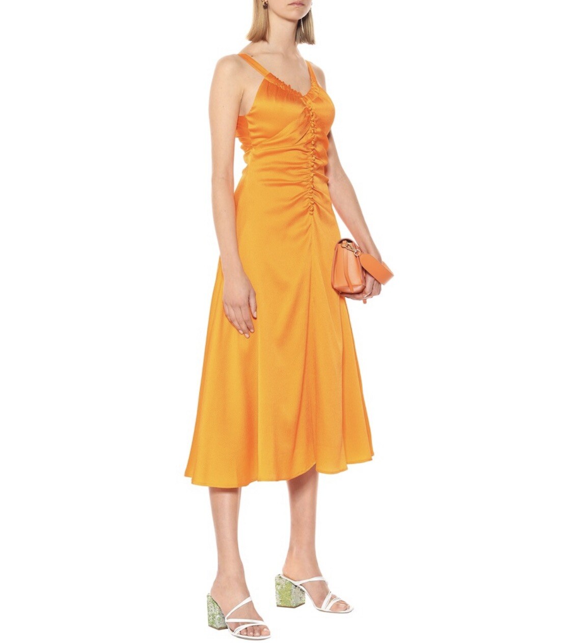 REJINA PYO Toni Hammered Silk-Satin Dress Sz XS