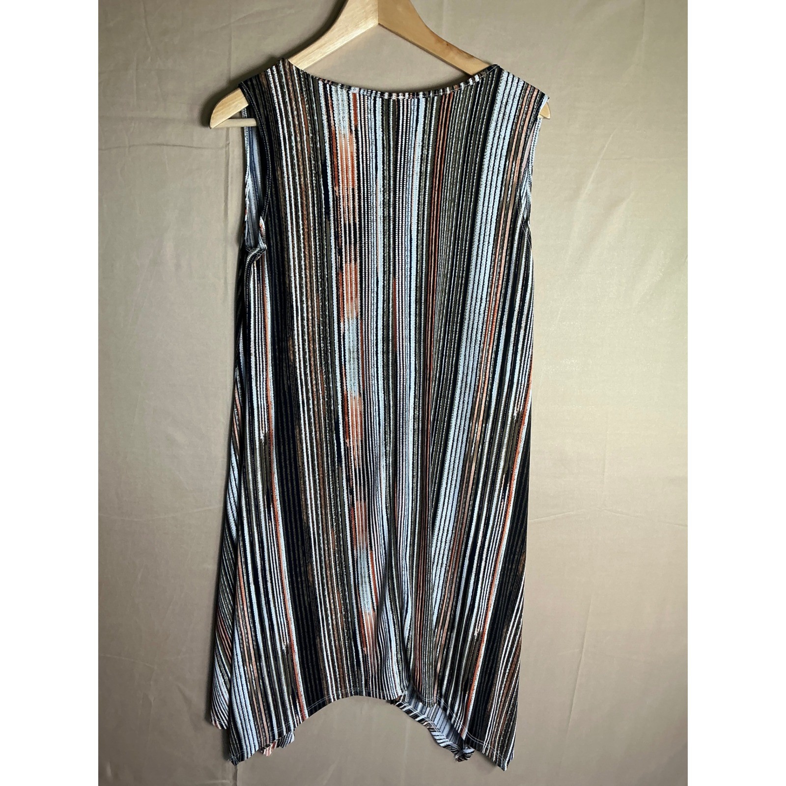 SJS Sleeveless V Neck Striped Midi Dress Women’s Size Medium